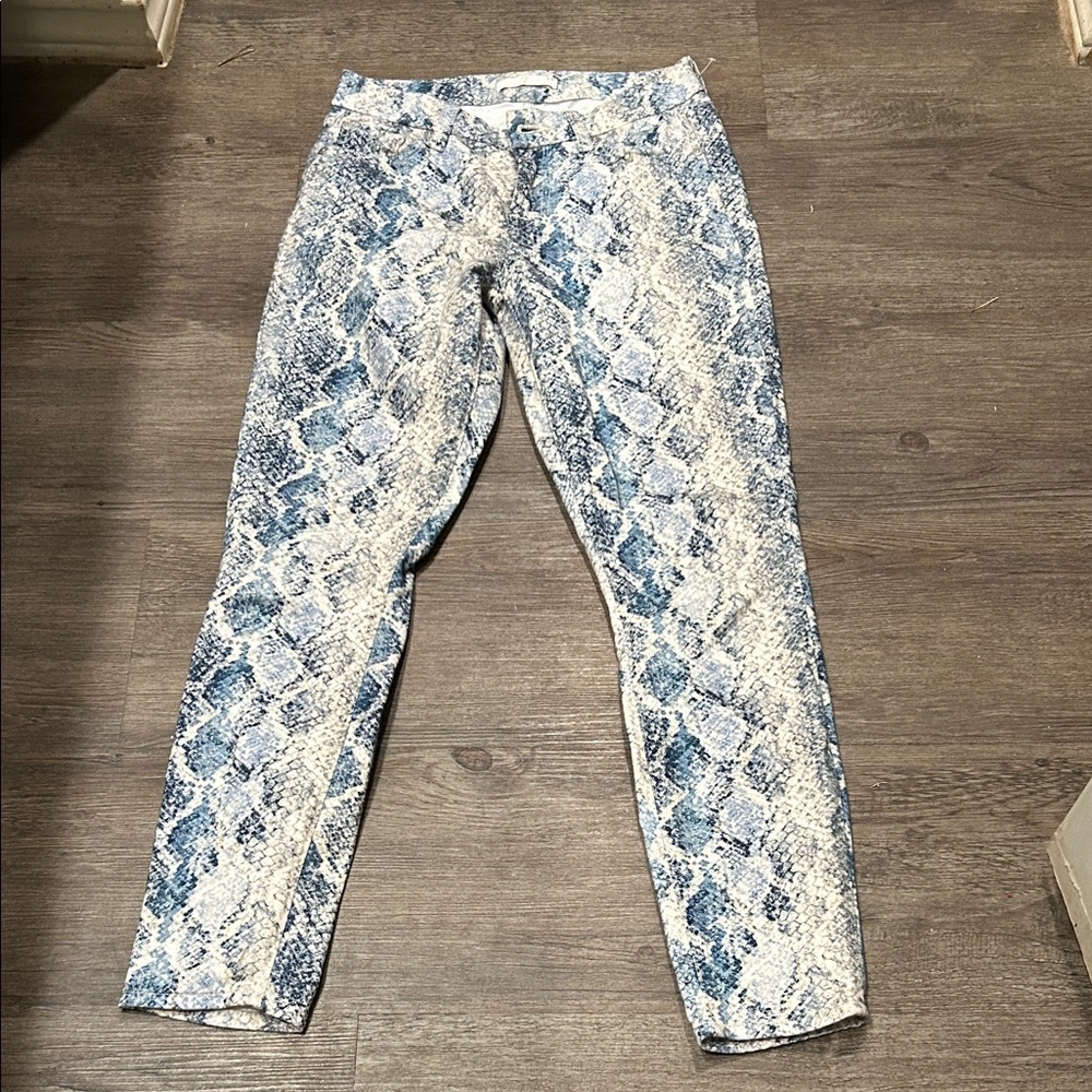 7 For All Mankind Marble Blue and White Pants